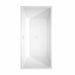 Sara 63 Inch Freestanding Acrylic White Bathtub With Shiny White Trim and Matte Black Faucet Top View