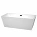 Sara 67" Freestanding Acrylic White Bathtub With Matte Black Trim No Faucet Top Front View