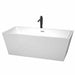 Sara 67" Freestanding Acrylic White Bathtub With Polished Chrome Trim and Matte Black Faucet Top Front View