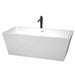 Sara 67" Freestanding Acrylic White Bathtub With Shiny White Trim and Matte Black Faucet Top Front View