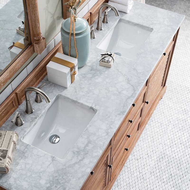 Savannah 72 Inch Single Vanity Driftwood With Carrara Marble Top