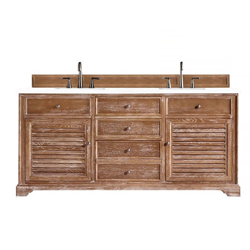 Savannah 72 Inch Single Vanity Driftwood With White Zeus Silestone Top