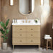 Serena 36 Inch Single Vanity Freestanding White Oak in White Engineered Stone Front View