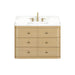 Serena 36 Inch Single Vanity Wall-mounted White Oak in Calacatta Quartz