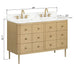 Serena 48 Inch Single Vanity White Oak Freestanding in Calacatta Quartz Dimension