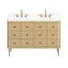 Serena 48 Single Vanity White Oak Freestanding in Calacatta Quartz Front View
