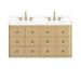 Serena 48 Single Vanity White Oak Wall-mounted in Calacatta Quartz