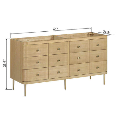 Serena 60 Double Vanity Freestanding White Oak Cabinet Only Dimension