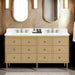 Serena 60 Double Vanity Freestanding White Oak in Cala White Engineered Stone Front View