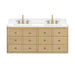 Serena 60 Double Vanity Wall-mounted White Oak in Cala White Engineered Stone Front View