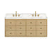 Serena 60 Inch Double Vanity Wall-mounted White Oak in Calacatta Quartz