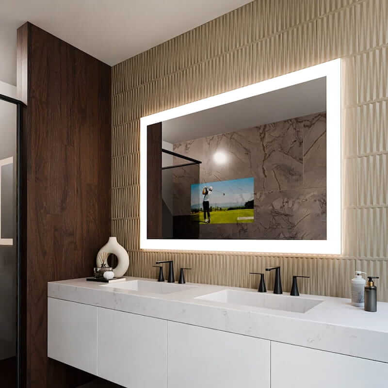 Silhouette Lighted Mirror Tv Corner View Facing Left
