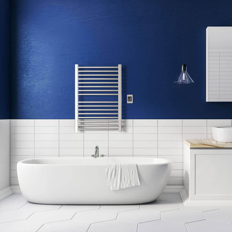 Sirio s2942.2 16 Bar Hardwired Towel Warmer Polished Nickel Front View Bathroom Set Up