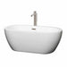 Soho 60" Freestanding Acrylic White Bathtub With Brushed Nickel Trim Top Front View