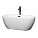 Soho 60" Freestanding Acrylic White Bathtub With Matte Black Trim Top Front View