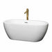 Soho 60" Freestanding Acrylic White Bathtub With Polished Chrome Trim and Brushed Gold Faucet Top Front View