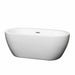 Soho 60" Freestanding Acrylic White Bathtub With Polished Chrome Trim No Faucet Top Front View