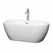 Soho 60" Freestanding Acrylic White Bathtub With Polished Chrome Trim Top Front View