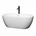 Soho 60" Freestanding Acrylic White Bathtub With Shiny White Trim and Matte Black Faucet Top Front View