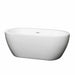 Soho 60" Freestanding Acrylic White Bathtub With Shiny White Trim No Faucet Top Front View