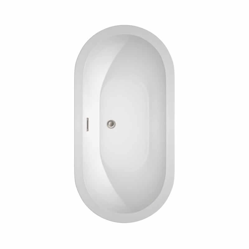 Soho 60 Inch Freestanding Acrylic White Bathtub With Brushed Nickel Trim Top View