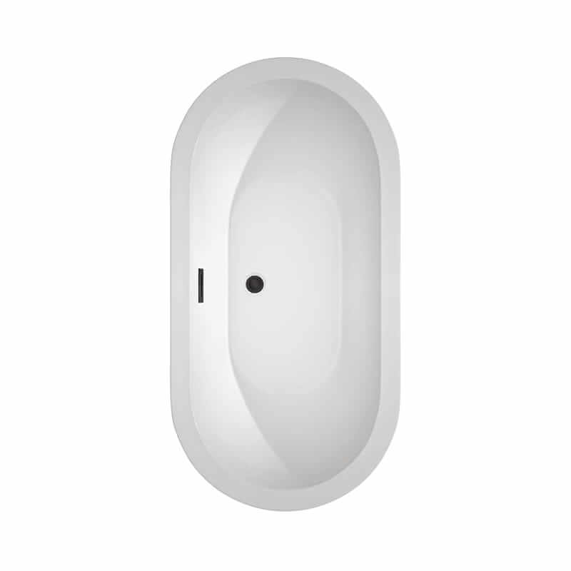 Soho 60 Inch Freestanding Acrylic White Bathtub With Matte Black Trim Top View