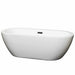 Soho 68" Freestanding Acrylic White Bathtub With Matte Black Trim No Faucet Top Front View