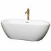 Soho 68" Freestanding Acrylic White Bathtub With Polished Chrome Trim and Brushed Gold Faucet Top Front View