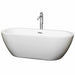 Soho 68" Freestanding Acrylic White Bathtub With Polished Chrome Trim Top Front View