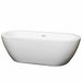 Soho 68" Freestanding Acrylic White Bathtub With Shiny White Trim No Faucet Top Front View