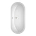 Soho 68 Inch Freestanding Acrylic White Bathtub With Brushed Nickel Trim No Faucet Top View