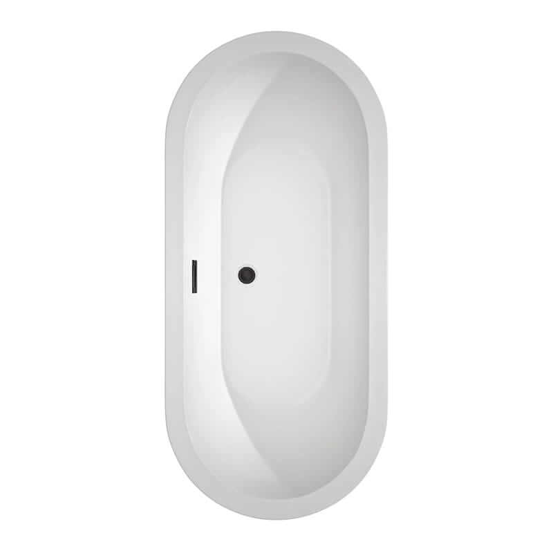 Soho 68 Inch Freestanding Acrylic White Bathtub With Matte Black Trim No Faucet Top View