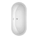 Soho 68 Inch Freestanding Acrylic White Bathtub With Polished Chrome Trim Top View