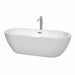 Soho 72" Freestanding Acrylic White Bathtub With Brushed Nickel Trim Top Front View