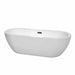Soho 72" Freestanding Acrylic White Bathtub With Matte Black Trim No Faucet Top Front View