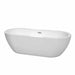 Soho 72" Freestanding Acrylic White Bathtub With Polished Chrome Trim No Faucet Top Front View