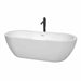Soho 72" Freestanding Acrylic White Bathtub With Shiny White Trim and Matte Black Faucet Top Front View