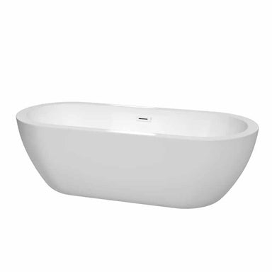 Soho 72" Freestanding Acrylic White Bathtub With Shiny White Trim No Faucet Top Front View