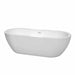 Soho 72" Freestanding Acrylic White Bathtub With Shiny White Trim No Faucet Top Front View