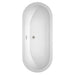 Soho 72 Inch Freestanding Acrylic White Bathtub With Brushed Nickel Trim Top View