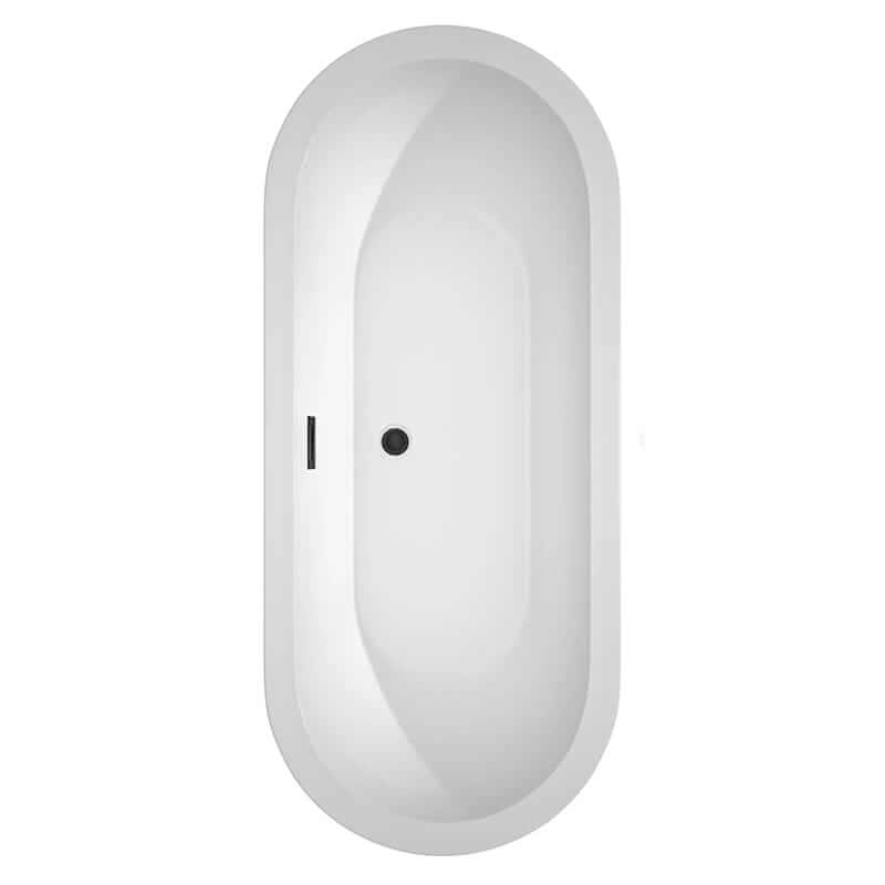 Soho 72 Inch Freestanding Acrylic White Bathtub With Matte Black Trim Top View