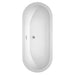 Soho 72 Inch Freestanding Acrylic White Bathtub With Polished Chrome Trim Top View