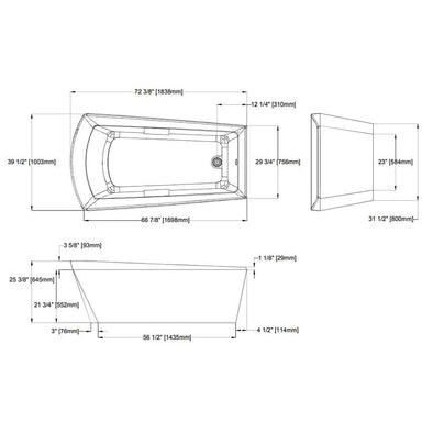 soiree freestanding bathtub dimensions