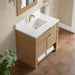 Solene 36 Inch Single Vanity in Seaside Oak With Single Hole Faucet White Zeus Silestone Top Backsplash
