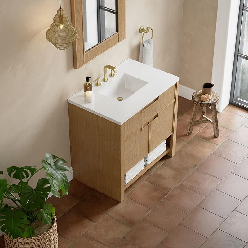 Solene 36" Single Vanity Seaside Oak White Zeus Silestone Top