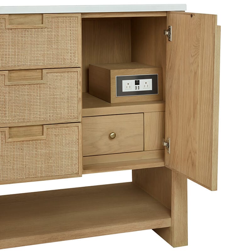 Solene 48" Single Vanity in Seaside Oak With Integrated 120V Outlet With USB Ports