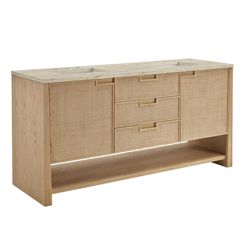 Solene 72" Double Vanity in Seaside Oak With Tajnar Eclos Top
