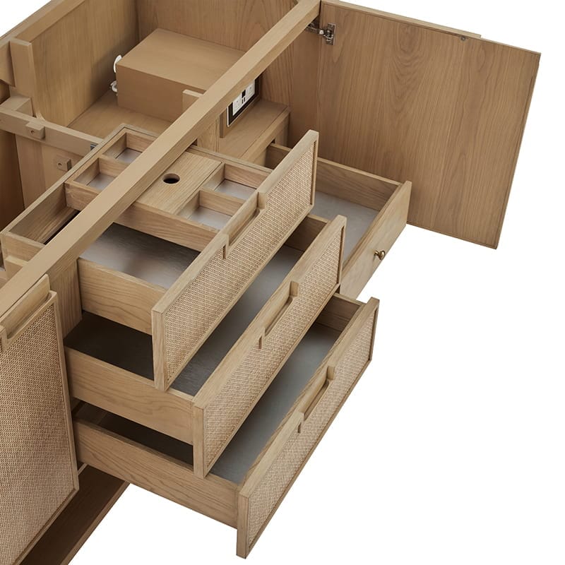 Solene 72 Inch Double Vanity in Seaside Oak With Soft Close Undermount Drawer Slides
