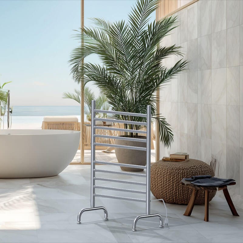 Solo 24 Freestanding Towel Warmer Brushed Stainless Front View