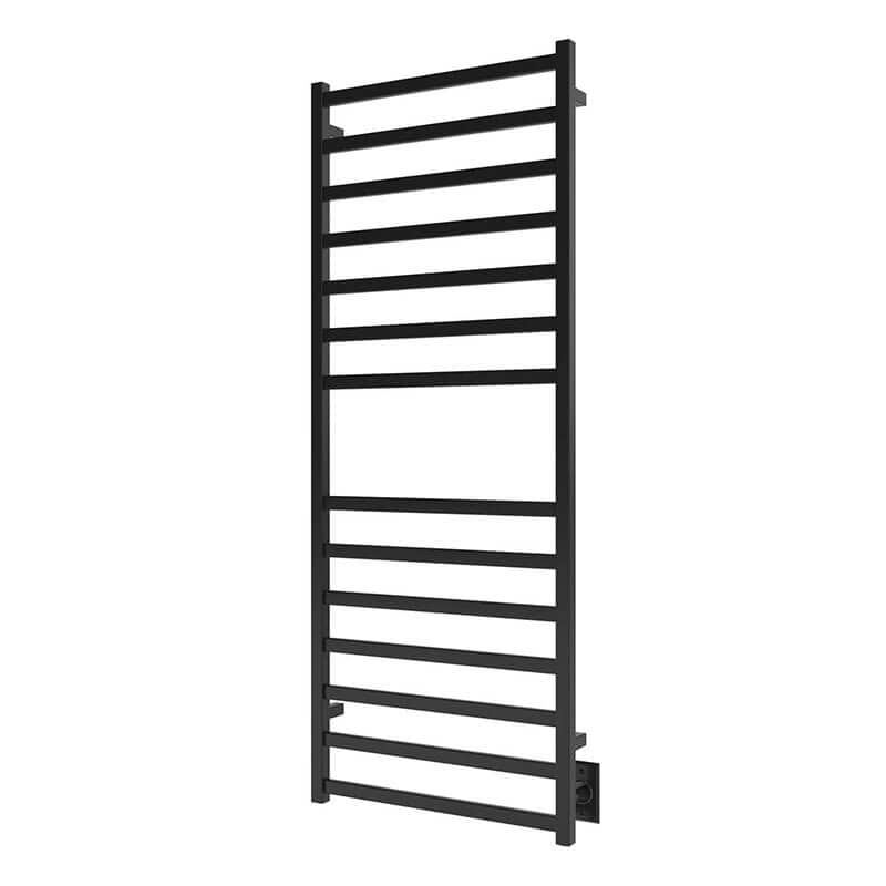 Square 24 X 60 Inch Towel Warmer Matte Black Hardwired Corner View